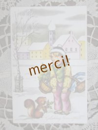 年代モノのポストカード（クリスマスの準備）/ベルギー