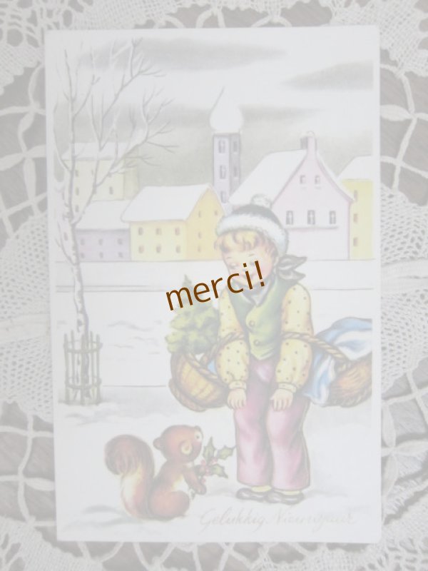 画像1: 年代モノのポストカード（クリスマスの準備）/ベルギー