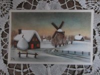 年代モノのポストカード（雪景色）/ベルギー