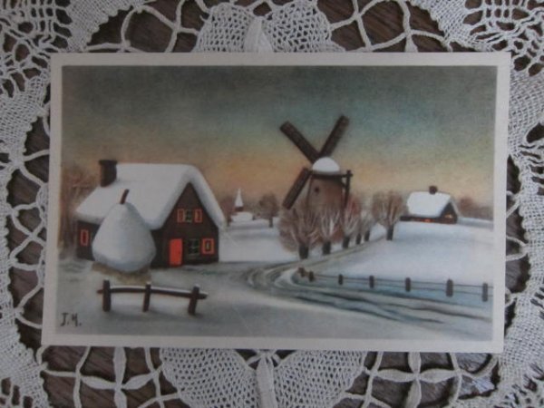 画像1: 年代モノのポストカード（雪景色）/ベルギー