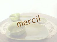 GIEN/フランス　オリーブカラーのトレーと小鉢
