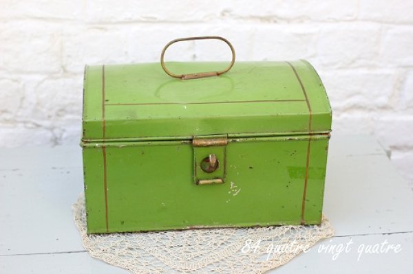 画像1: 古いグリーンのお道具箱