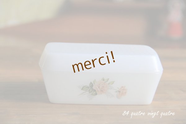 画像1: arcopal/フランス　ピンクバラ柄バターケース